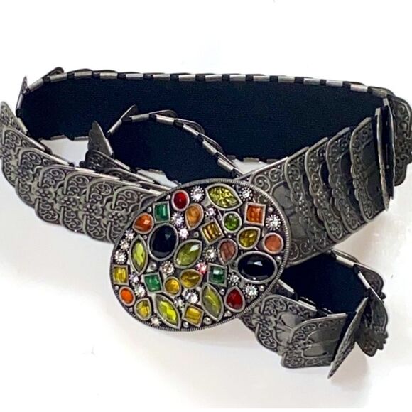 VTG,RECTANGLE ELASTIC METAL AND RHINESTONE 80S,BELT main image 14